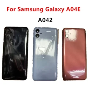 a042 housing for samsung galaxy a04e 6.5" plastic battery back cover repair replace door rear case + camera lens